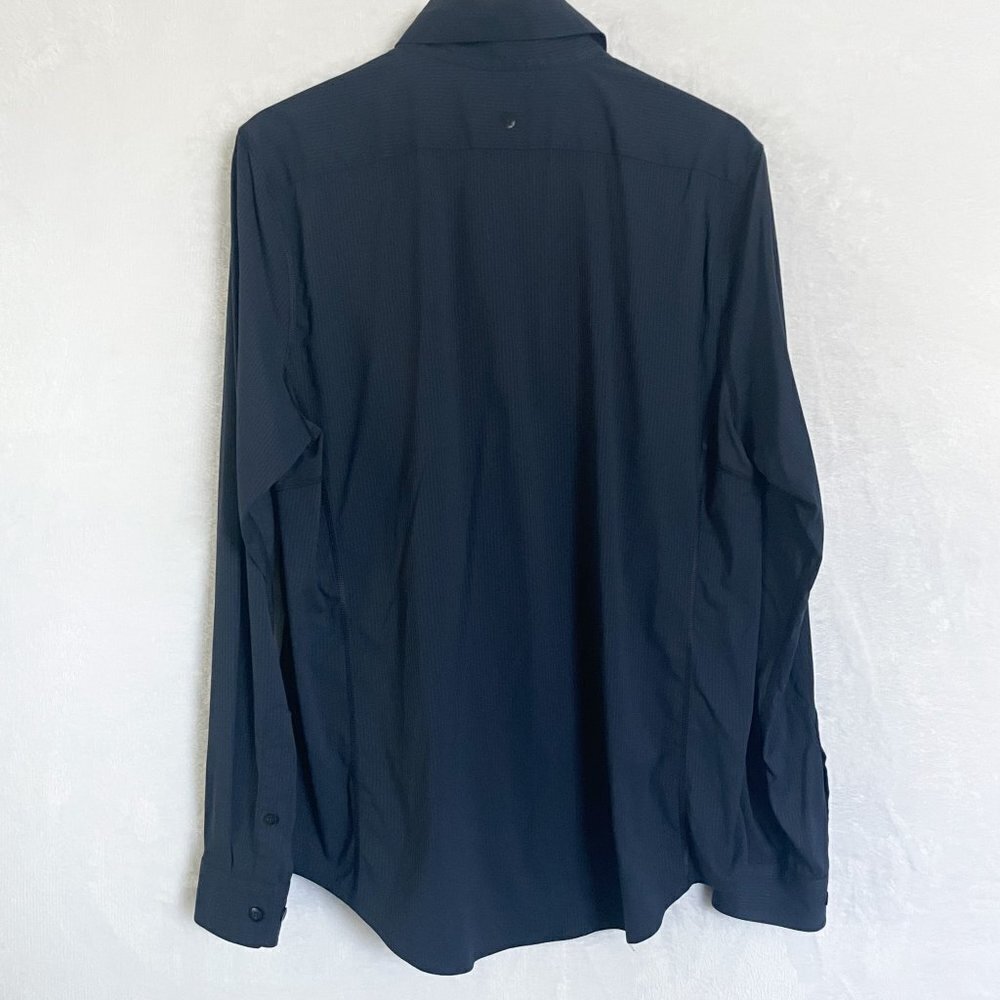 Lululemon Mens Button Down Blue Striped Long Sleeve Stretch Athletic Fit Shirt - Picture 6 of 15
